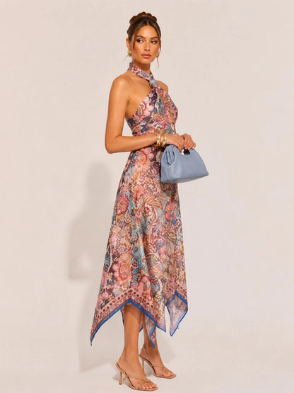 Elowen Halter Neck Floral Midi Dress