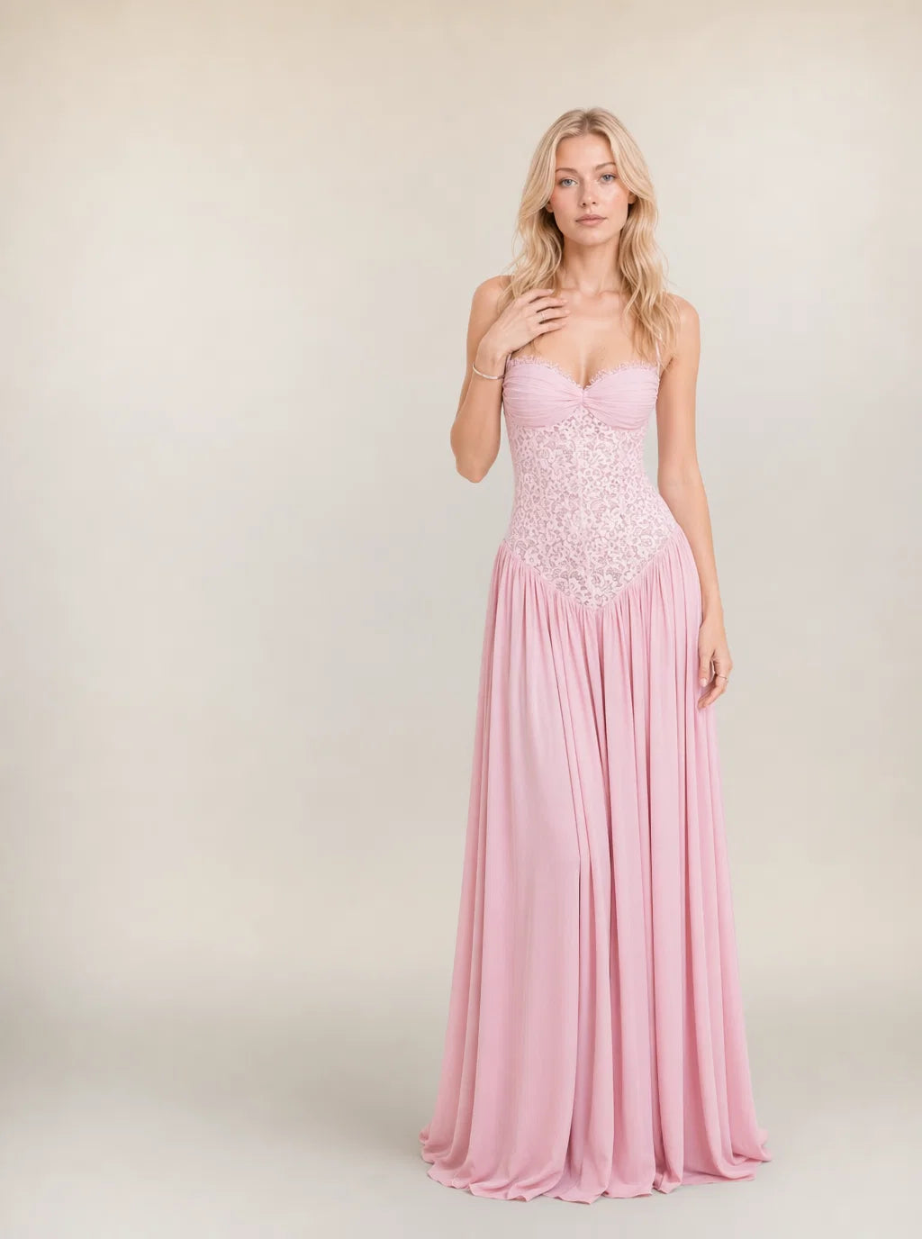 Lillian Corset Chiffon Maxi Dress