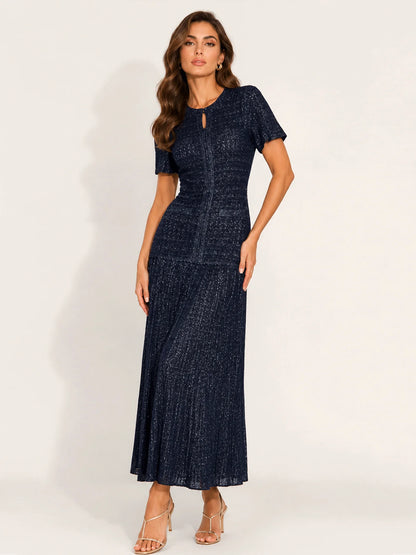Coco Tweed Pleated Midi Dress