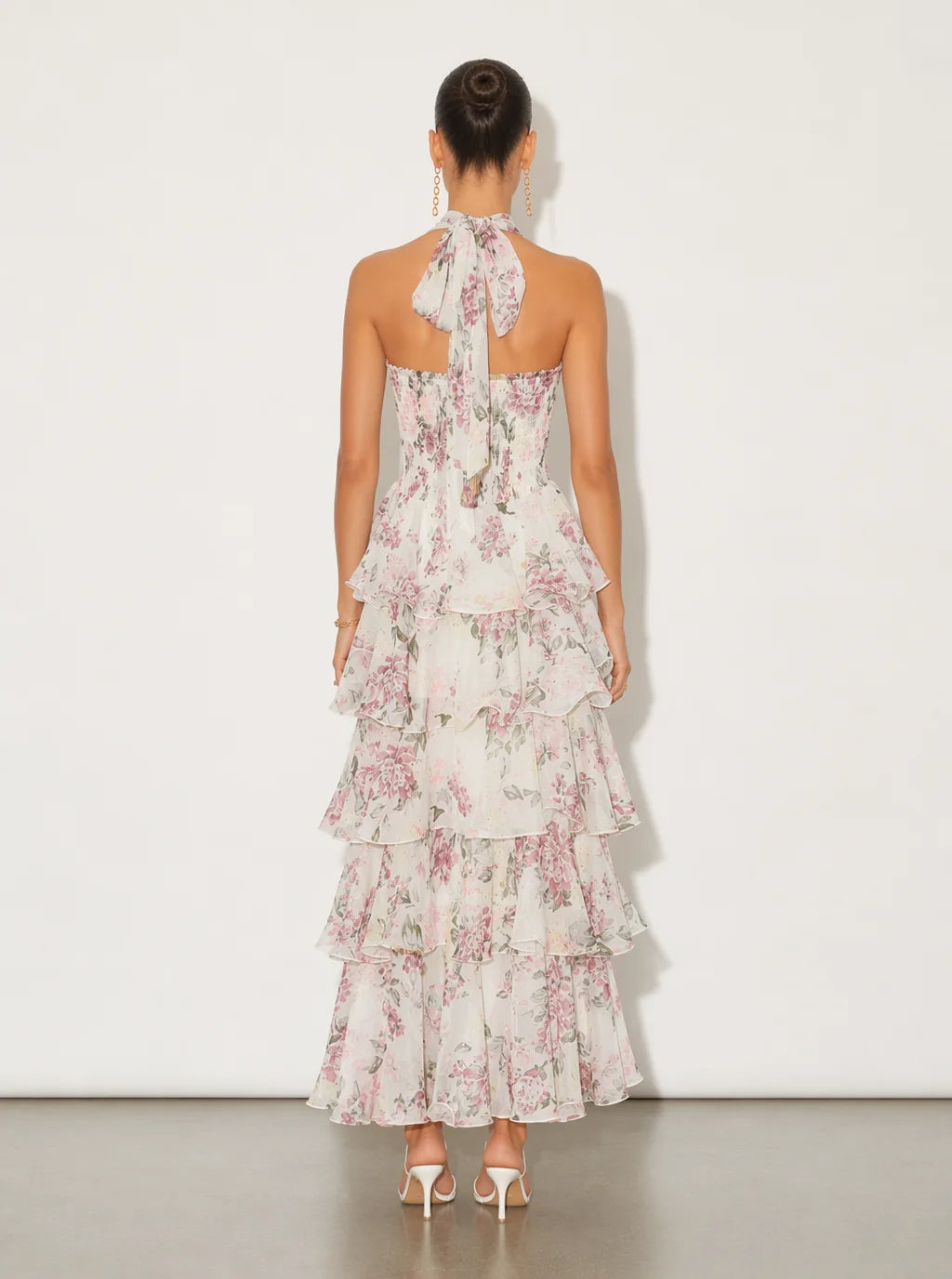 Lucy Floral Tiered Halter Maxi Dress
