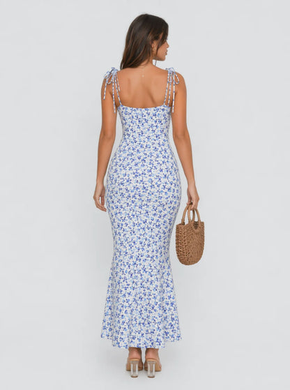 Clarissa Ditsy Floral Tie Strap Midi Dress