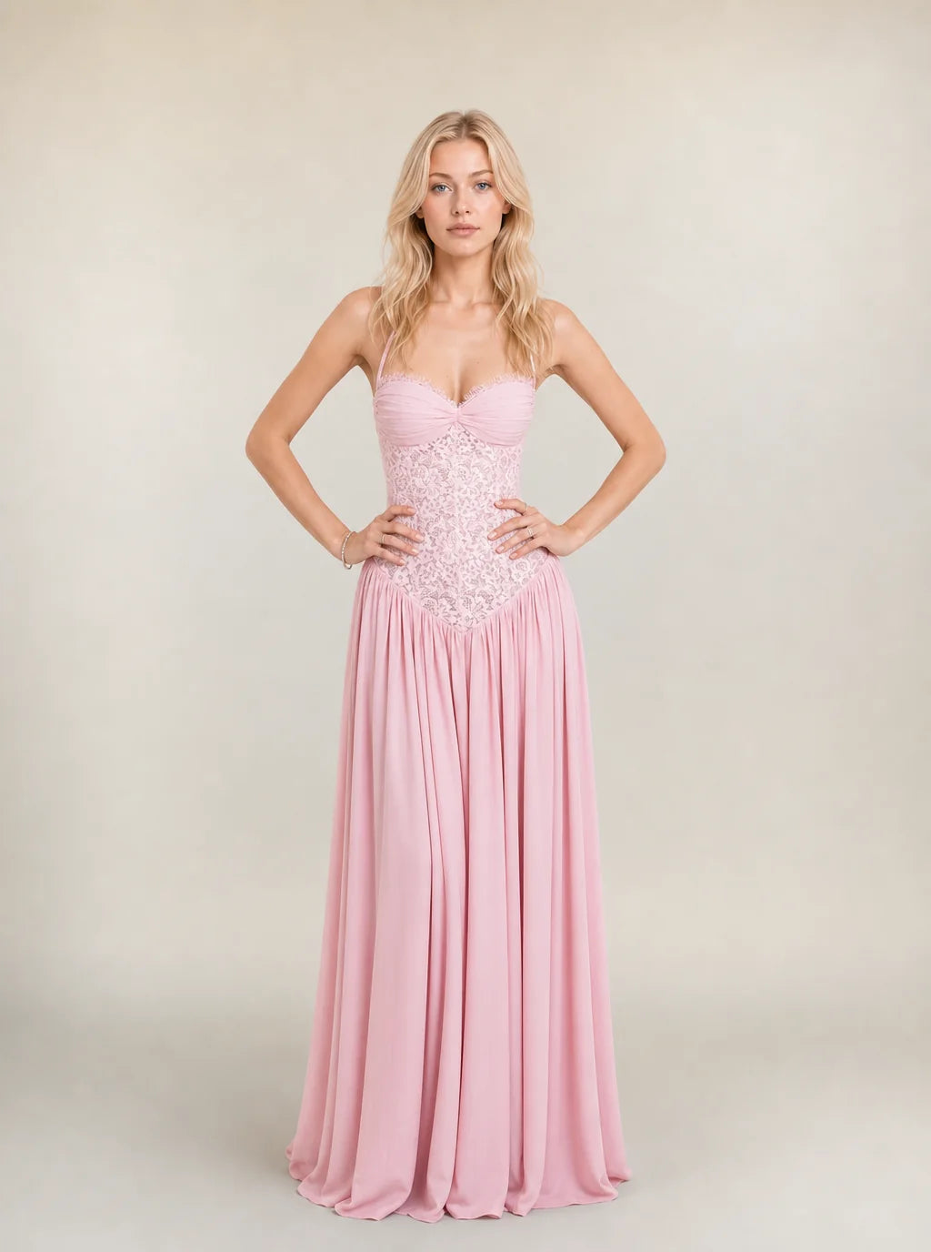 Lillian Corset Chiffon Maxi Dress