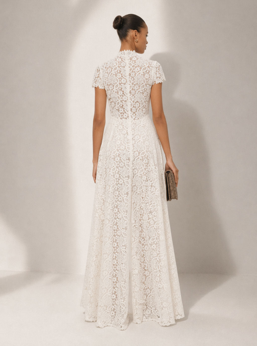 White lace two-piece set seen from the side