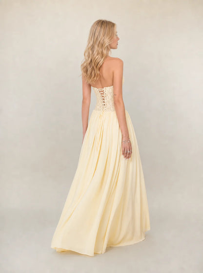 Lillian Corset Chiffon Maxi Dress