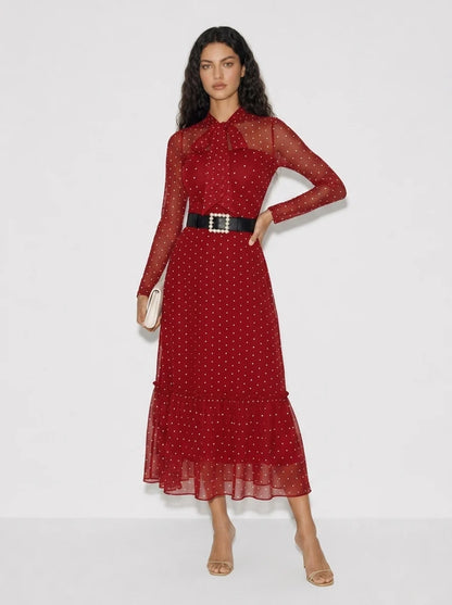 Amara Polka Dot Bow Maxi Dress