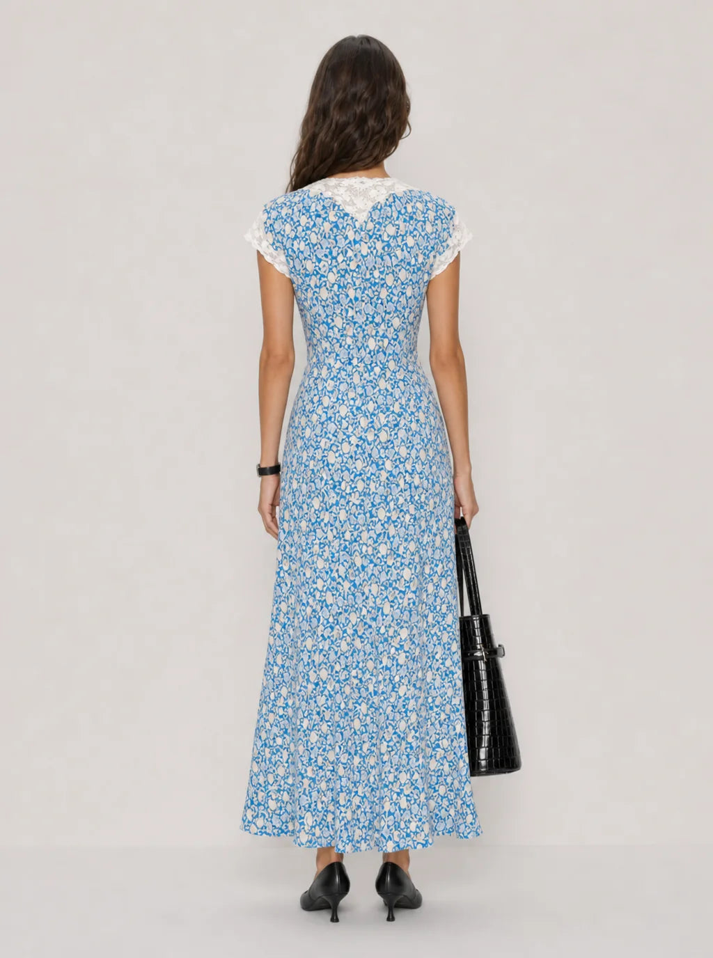 Belinda Floral Lace-Trim Maxi Dress