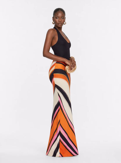 Gwen Geometric Halter Maxi Dress