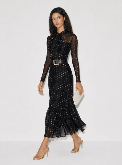 Amara Polka Dot Bow Maxi Dress