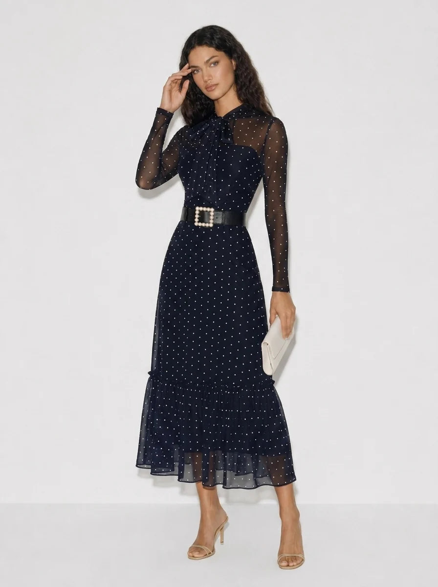 Amara Polka Dot Bow Maxi Dress