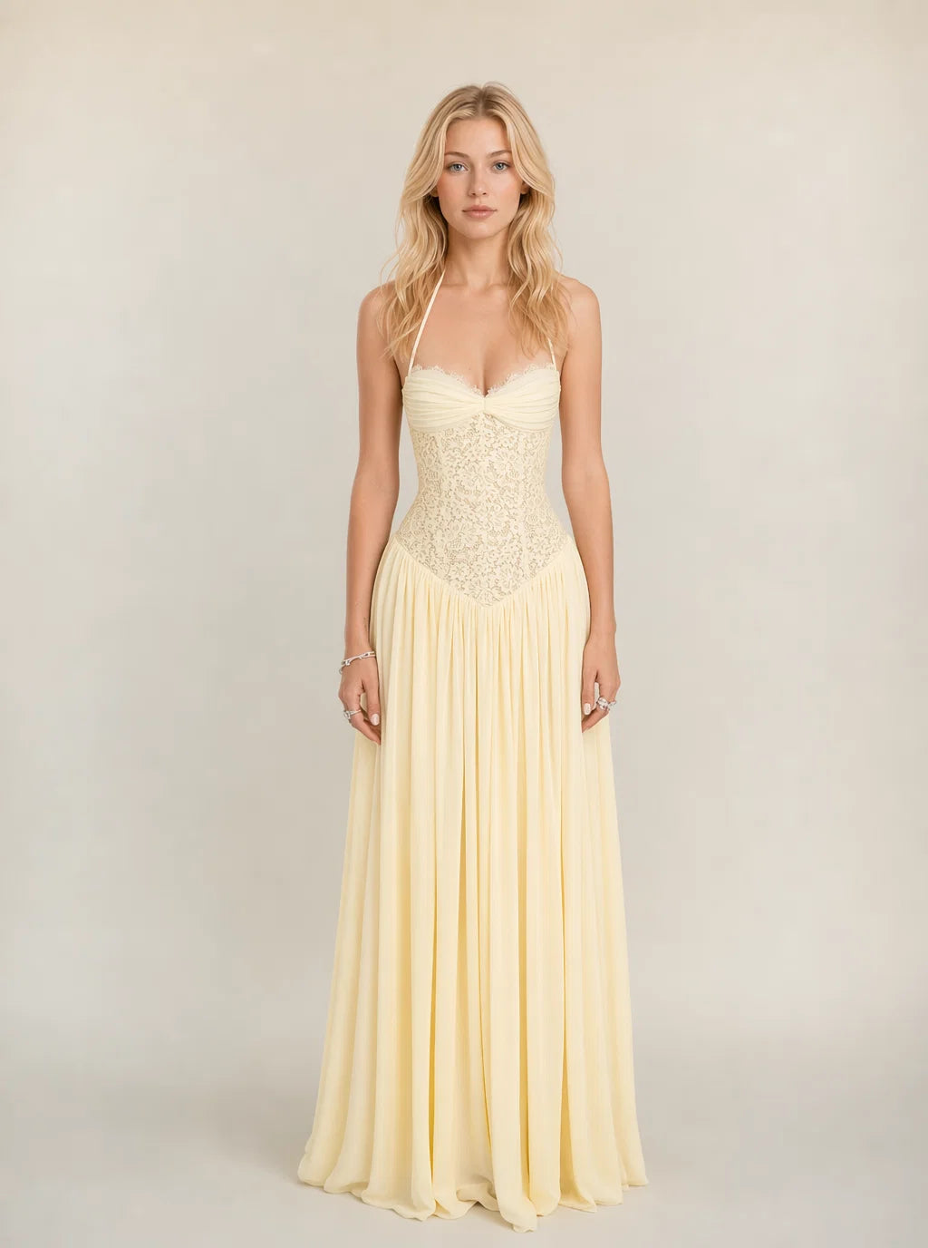 Lillian Corset Chiffon Maxi Dress