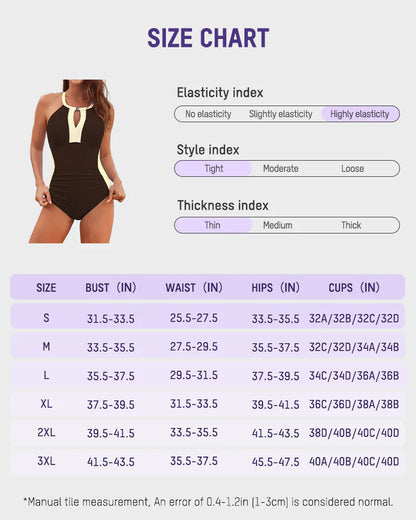 Full Coverage Retro Color Block Swimwear