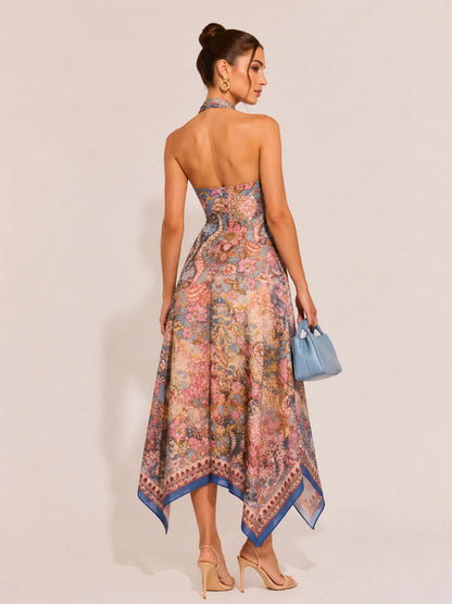 Elowen Halter Neck Floral Midi Dress