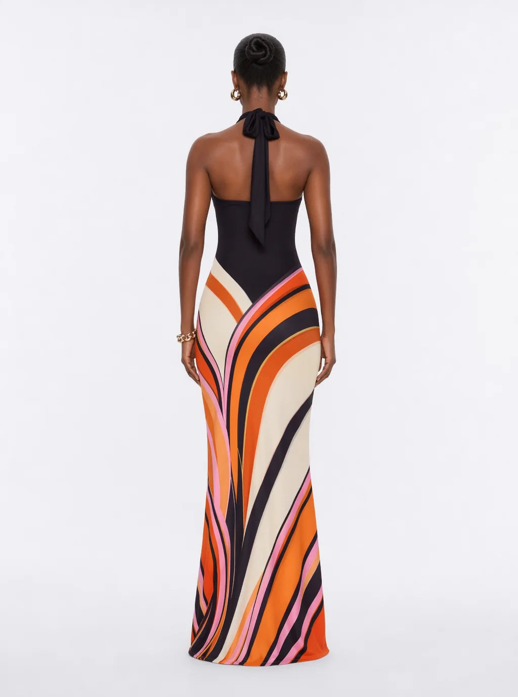 Gwen Geometric Halter Maxi Dress