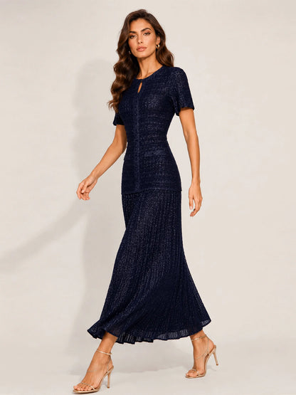 Coco Tweed Pleated Midi Dress